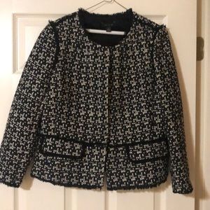 Ann Taylor black and white tweed suit jacket sz 10